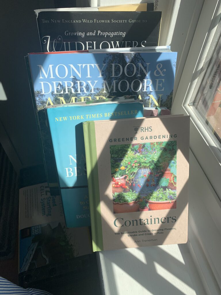 A window sill with some books on it