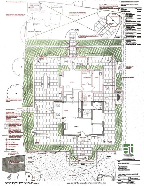 A plan of the ground floor and garden.